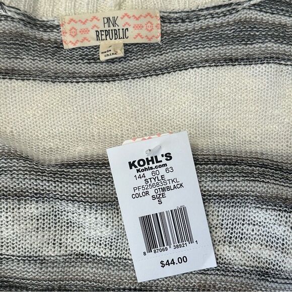 NWT Pink Republic, off white and black, SM, open front/waterfall cardigan - Picture 4 of 10